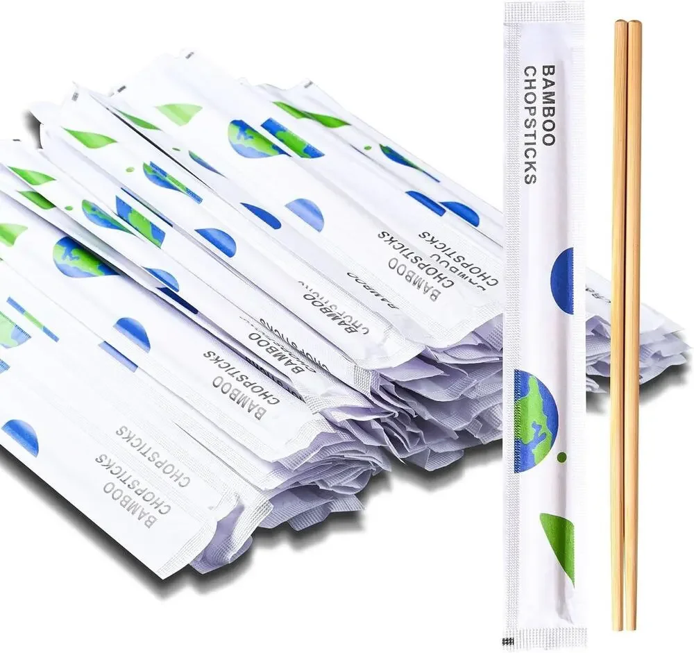 VIWIK 100 Pairs Bamboo Chopsticks, Individually Wrapped Splinter-Free, 9 Inch